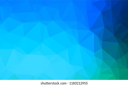 Light Blue, Green vector hexagon mosaic template. Shining illustration, which consist of triangles. The best triangular design for your business.