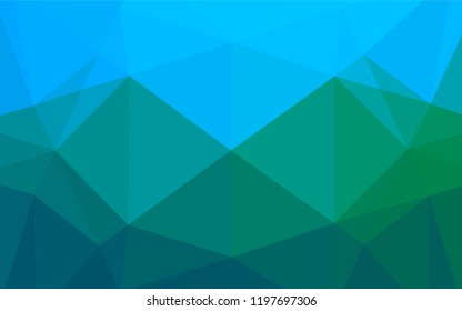 Light Blue, Green vector hexagon mosaic cover. A vague abstract illustration with gradient. The best triangular design for your business.