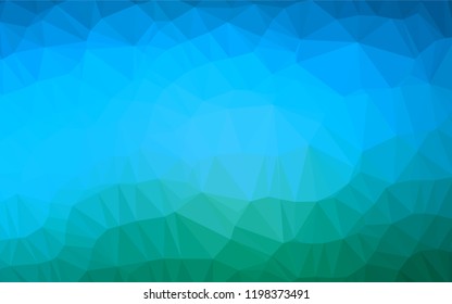 Light Blue, Green vector hexagon mosaic texture. An elegant bright illustration with gradient. Triangular pattern for your business design.