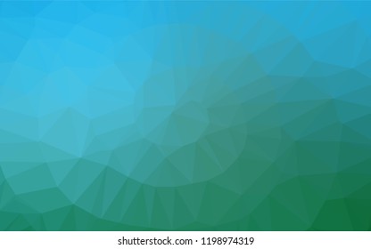 Light Blue, Green vector hexagon mosaic cover. Geometric illustration in Origami style with gradient.  Brand new design for your business.