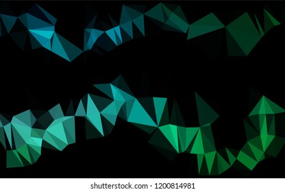 Light Blue, Green vector hexagon mosaic cover. Geometric illustration in Origami style with gradient.  Triangular pattern for your business design.