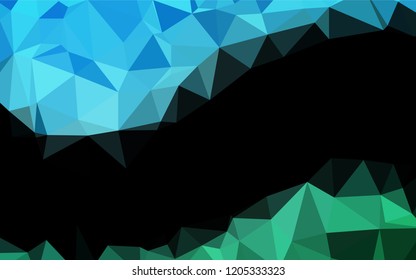 Light Blue, Green vector hexagon mosaic template. Triangular geometric sample with gradient.  The elegant pattern can be used as part of a brand book.