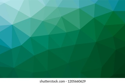 Light Blue, Green vector hexagon mosaic template. Glitter abstract illustration with an elegant design. Triangular pattern for your business design.