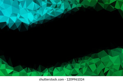Light Blue, Green vector hexagon mosaic template. Triangular geometric sample with gradient.  A completely new template for your business design.