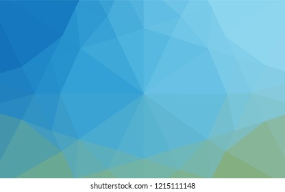 Light Blue, Green vector hexagon mosaic cover. Creative geometric illustration in Origami style with gradient. The best triangular design for your business.