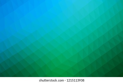 Light Blue, Green vector hexagon mosaic cover. Creative illustration in halftone style with gradient. The best triangular design for your business.