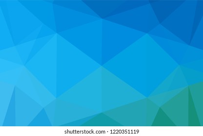 Light Blue, Green vector hexagon mosaic texture. Geometric illustration in Origami style with gradient.  The best triangular design for your business.