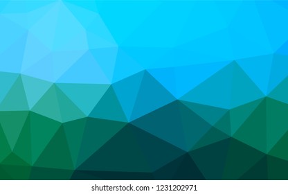 Light Blue, Green vector hexagon mosaic template. Triangular geometric sample with gradient.  Brand new design for your business.