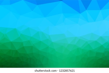 Light Blue, Green vector hexagon mosaic cover. Triangular geometric sample with gradient.  The elegant pattern can be used as part of a brand book.