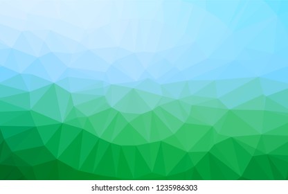 Light Blue, Green vector hexagon mosaic template. Colorful abstract illustration with gradient. The template can be used as a background for cell phones.