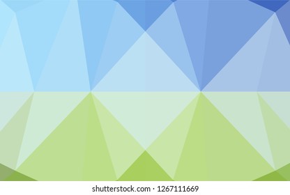 Light Blue, Green vector hexagon mosaic texture. Creative illustration in halftone style with gradient. The best triangular design for your business.