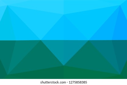 Light Blue, Green vector hexagon mosaic template. Triangular geometric sample with gradient.  A completely new template for your business design.