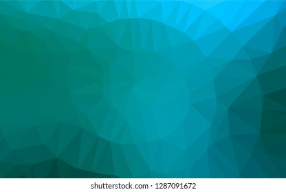 Light Blue, Green vector hexagon mosaic cover. Shining illustration, which consist of triangles. The textured pattern can be used for background.