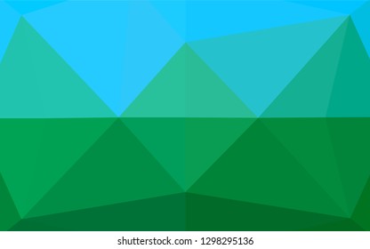 Light Blue, Green vector hexagon mosaic cover. Shining illustration, which consist of triangles. The best triangular design for your business.