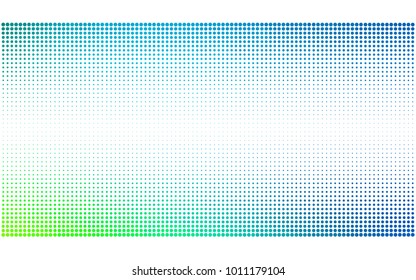 Light Blue, Green vector illustration which consist of circles. Dotted gradient design for your business. Creative geometric background in halftone style with colored spots.