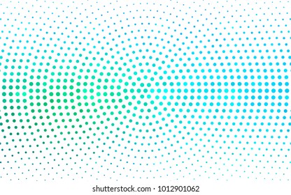 Light Blue, Green vector illustration which consist of circles. Dotted gradient design for your business. Creative geometric background in halftone style with colored spots.