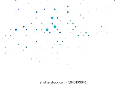 Light Blue, Green vector illustration which consist of circles. Dotted gradient design for your business. Creative geometric background in halftone style with colored spots.