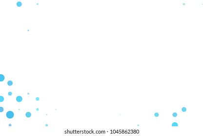 Light Blue, Green vector illustration which consist of circles. Dotted gradient design for your business. Creative geometric background in halftone style with colored spots.