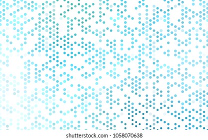 Light Blue, Green vector illustration which consist of circles. Dotted gradient design for your business. Creative geometric background in halftone style with colored spots.