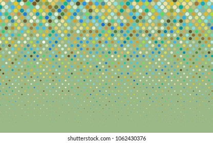 Light Blue, Green vector illustration which consist of circles. Dotted gradient design for your business. Creative geometric background in halftone style with colored spots.
