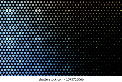 Light Blue, Green vector illustration which consist of circles. Dotted gradient design for your business. Creative geometric background in halftone style with colored spots.
