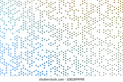 Light Blue, Green vector illustration which consist of circles. Dotted gradient design for your business. Creative geometric background in halftone style with colored spots.