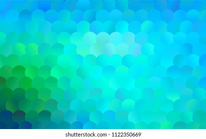 Light Blue, Green vector illustration which consist of circles. Dotted gradient design for your business. Creative geometric background in halftone style with colored spots.
