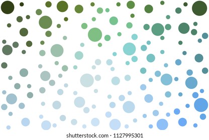 Light Blue, Green vector illustration which consist of circles. Dotted gradient design for your business. Creative geometric background in halftone style with colored spots.