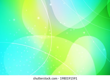 Light Blue, Green vector Illustration with set of shining colorful abstract circles, lines. Modern abstract illustration with colorful water drops. Modern template for landing page.