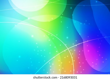 Light Blue, Green vector Illustration with colorful circles, lines in abstract style. Blurred bubbles on abstract background with colorful gradient. Modern template for landing page.