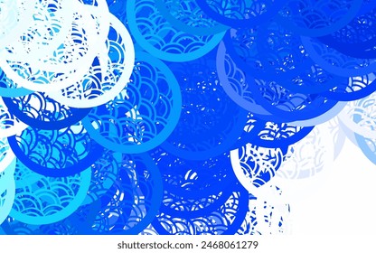 Azul claro, Ilustración vectorial verde con conjunto de círculos abstractos de colores brillantes. Burbujas borrosas sobre fondo abstracto con degradado colorido. Plantilla moderna para landing page.