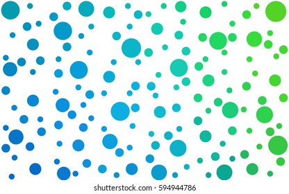 Light Blue, Green vector illustration which consist of circles. Dotted gradient design for your business. Creative geometric background in halftone style with colored spots.