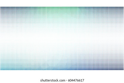 Light Blue, Green vector illustration which consist of circles. Dotted gradient design for your business. Creative geometric background in halftone style with colored spots.