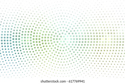 Light Blue, Green vector illustration which consist of circles. Dotted gradient design for your business. Creative geometric background in halftone style with colored spots.