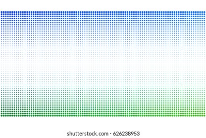 Light Blue, Green vector illustration which consist of circles. Dotted gradient design for your business. Creative geometric background in halftone style with colored spots.
