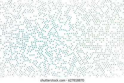 Light Blue, Green vector illustration which consist of circles. Dotted gradient design for your business. Creative geometric background in halftone style with colored spots.