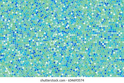 Light Blue, Green vector illustration which consist of circles. Dotted gradient design for your business. Creative geometric background in halftone style with colored spots.