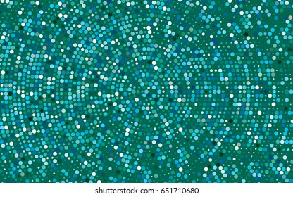 Light Blue, Green vector illustration which consist of circles. Dotted gradient design for your business. Creative geometric background in halftone style with colored spots.