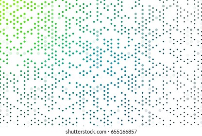 Light Blue, Green vector illustration which consist of circles. Dotted gradient design for your business. Creative geometric background in halftone style with colored spots.