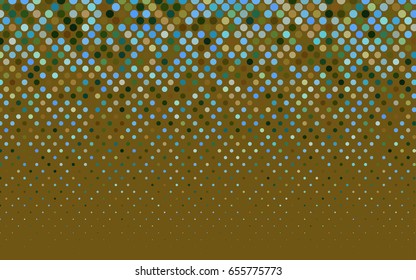 Light Blue, Green vector illustration which consist of circles. Dotted gradient design for your business. Creative geometric background in halftone style with colored spots.