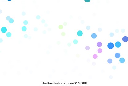 Light Blue, Green vector illustration which consist of circles. Dotted gradient design for your business. Creative geometric background in halftone style with colored spots.
