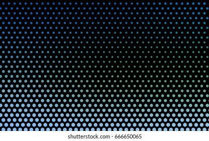 Light Blue, Green vector illustration which consist of circles. Dotted gradient design for your business. Creative geometric background in halftone style with colored spots.