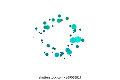 Light Blue, Green vector illustration which consist of circles. Dotted gradient design for your business. Creative geometric background in halftone style with colored spots.