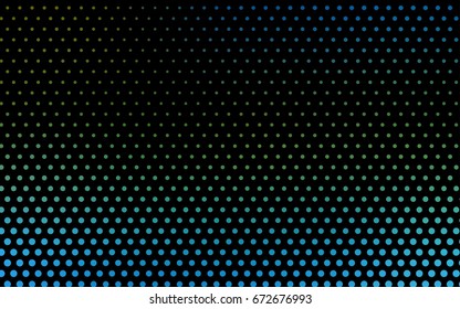 Light Blue, Green vector illustration which consist of circles. Dotted gradient design for your business. Creative geometric background in halftone style with colored spots.