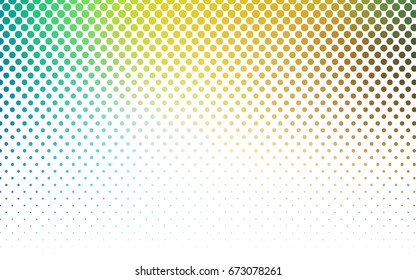 Light Blue, Green vector illustration which consist of circles. Dotted gradient design for your business. Creative geometric background in halftone style with colored spots.