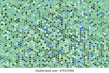 Light Blue, Green vector illustration which consist of circles. Dotted gradient design for your business. Creative geometric background in halftone style with colored spots.