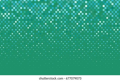 Light Blue, Green vector illustration which consist of circles. Dotted gradient design for your business. Creative geometric background in halftone style with colored spots.