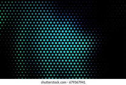 Light Blue, Green vector illustration which consist of circles. Dotted gradient design for your business. Creative geometric background in halftone style with colored spots.