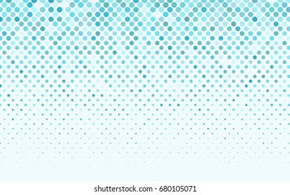 Light Blue, Green vector illustration which consist of circles. Dotted gradient design for your business. Creative geometric background in halftone style with colored spots.