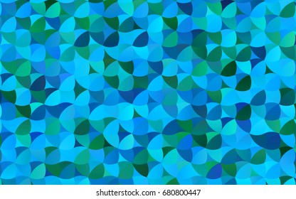 Light Blue, Green vector illustration which consist of circles. Dotted gradient design for your business. Creative geometric background in halftone style with colored spots.